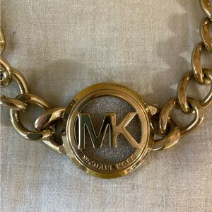 Michael Kors MK Chunky Gold‎ Tone Chain Link Large Pendant Necklace